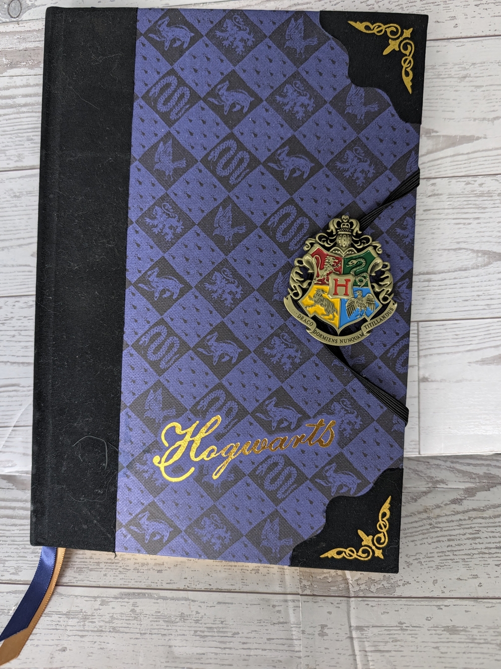Hogwarts Crest Purple Notebook Journal with Elastic Closure